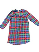 Lands End Girls Flannel Nightgown Festive Plaid Long Sleeve Comfy Size 12