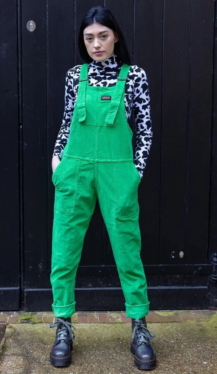 RUN AND FLY Green Stretch Corduroy Dungarees Overalls Bright Lime Fun  4XS-4XL | eBay