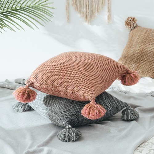 Tassel Knitted Cushion Cover Pompom Pillow Covers Sofa Bed Pillowcase Home Decor - Picture 47 of 76