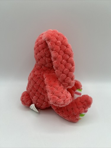 Peluche KellyToy coniglietto coniglio rosa diamante strisce con fiocco cravatta 8" 2016 - Foto 3 di 21