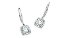 925 Sterling Silver Plated Round Cubic Zirconia Halo Drop Earrings For Women 