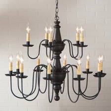 Harrison 15 Arm 2 Tier Wood Chandelier in 5 Color Choices. Country Lighting