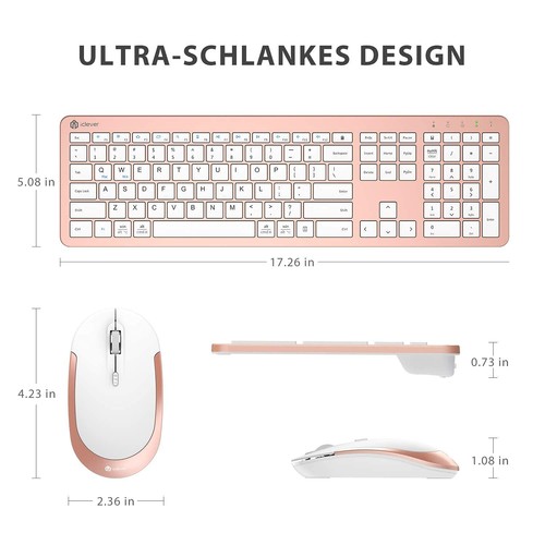 iClever GK08 Wireless Keyboard and Mouse - Rechargeable Wireless Keyboard Erg... - Picture 7 of 8