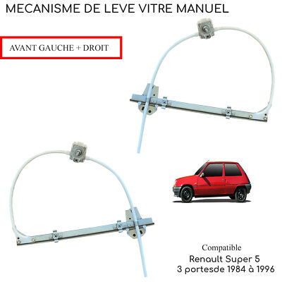 Jeu De 2 Mécanismes De Lève-vitre Manuel Avant Pour Renault Super 5 (3 Portes) - Réf. OEM 7700774979 & 980 - Neuf PARTSLINE