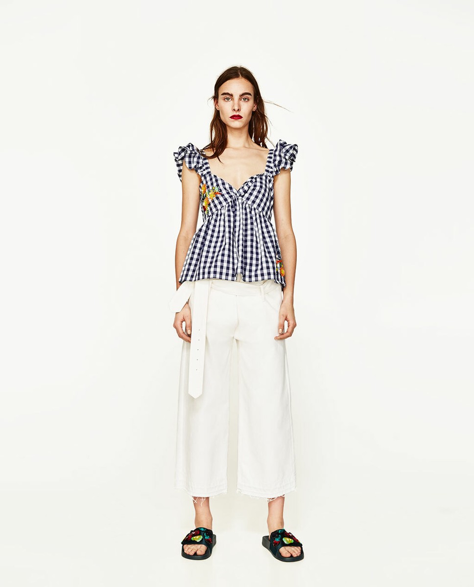 sara✩.*˚ SHORT SLEEVE EYELET EMBROIDERED SHIRT - White | ZARA Canada