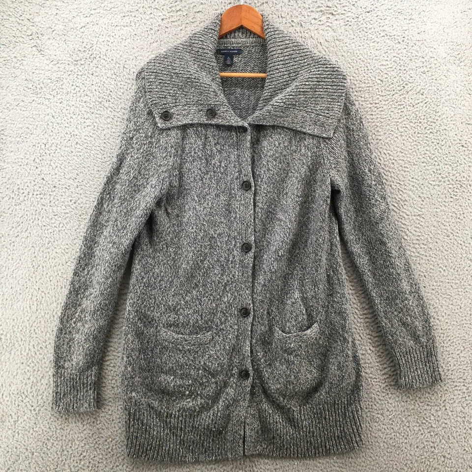 Tommy Hilfinger Cárdigan Suéter Abrigo Mujer XL Manga Larga Abotonada Gris Lana Foto 2 de 4