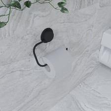 Image of Croydex Black Toilet Roll Holder Wall Mounted Adhesive Stick 'N' Lock Accessory