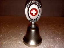 vintage rare schweiz vizzera souvenir bell dinner table rec cross metal clapper