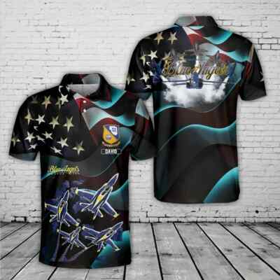 Personalized US Navy Blue Angels Polo Shirt All Over Printed 3D T-Shirt S-5XL