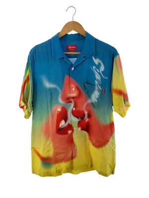 Supreme Short Sleeve Shirt Blow Back Rayon S M Eri Stains Front 