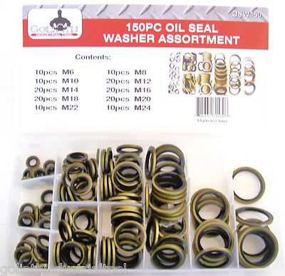 150pc GOLIATH INDUSTRIAL BONDED OIL SEAL DOWTY WASHER ASSORTMENT METRIC OSW150