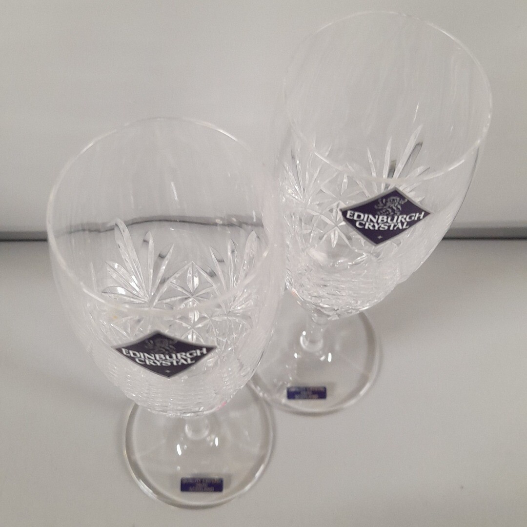 Edinburgh Crystal Champagne Glasses Flutes x2 Boxed Pair Cut Pattern