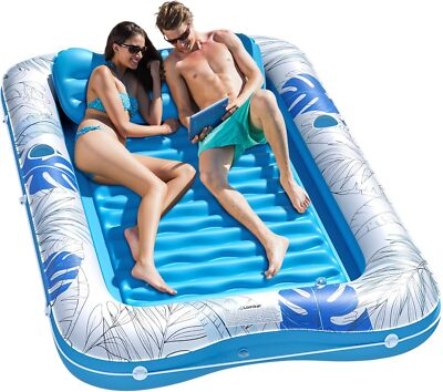#ad New Pool Floats Adult Inflatable Tanning Pool Water Filled 80quot; x 56quot; 4 in 1