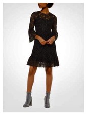 !! NEW !! Michael Michael Kors Metallic Corded Lace Dress Black Size S