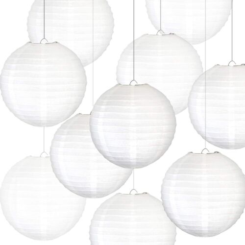 Novelty Place 8 inch White Paper Lanterns (Pack of 10) - Great Chinese/Japanese - Picture 1 of 3