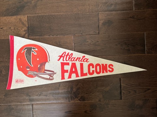 Original 1980s ATLANTA FALCONS 12x30 Full Size Pennant NFL Double Bar Helmet