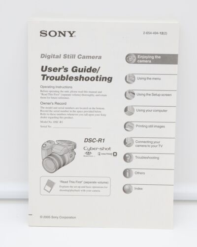  Sony DSC-R1 cyber-shot Digital Still Camera User's Guide operating instructions - 第 1/1 張圖片
