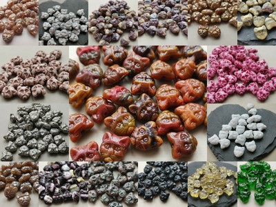 Tschechisches Glas Katze Kätzchenkopf Tierperlen 13mm 10er Pack verschiedene Farben