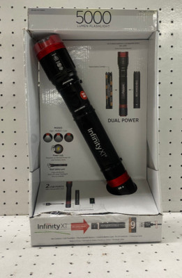 Infinity X1 5000 Lumen Flashlight Rechargeable Dual Power Twist Focus 3 Modes