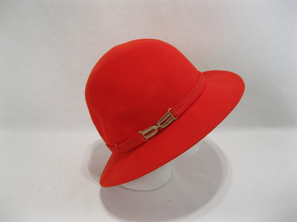 De Colección Sombrero Fedora Rojo para Mujer Ms. JoAnn 100% Lana Fieltro 21" en Circunferencia Foto 2 de 4