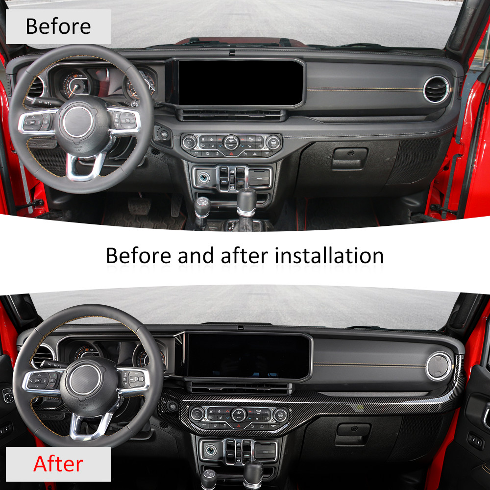 Carbon Fiber Co-Pilot Dashboard Panel Cover Trim Kit for Jeep Wrangler JL JT 24+