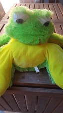Puppet Frog Green and Yellow Large and Soft Stuffed Animal,l approximately 30"