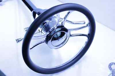 Chrome 28''Tilt Steering Column Auto Shift With 14'' Trinity Wheel Hot Street Rod