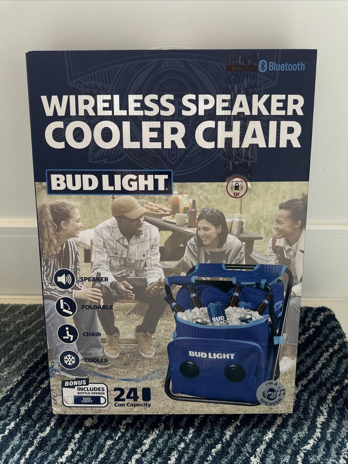 BUD LIGHT Picnic Chair,  Insulated Cooler Bag with Bluetooth Wireless Speaker
