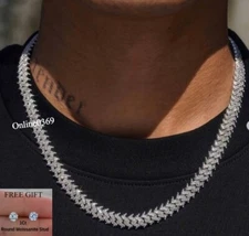 10mmX20" Classy Thorny Cuban Link Necklace For Him In Real Moissanite 925 Silver