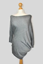 List Stylish Wool Blend Grey Knit Asymmetrical Jumper Pullover Possible Size S
