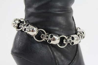 Donna Metallo Argento Catena Scarpe Cavigliera Stivali Bracciale Donna Metallo Argento Catena Scarpe Cavigliera Stivali Bracciale