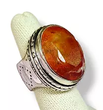 Unisex Stainless Steel Fire Ring Size 7 Chunky Ring