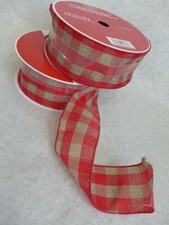 2 Jumbo Celebrate It Wired Red Plaid Ribbon Christmas Crafting 2.5 X 75ft