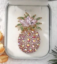 Colorful Pineapple  Rhinestone Brooch  Lapel Pin Gift Scarfs Jackets