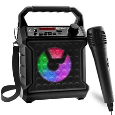 Portable Bluetooth Speaker Karaoke Machine System +Microphone Party Light /Strap