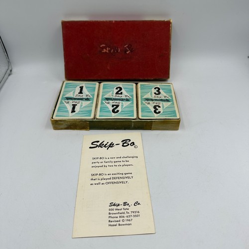 Vintage 1967 Skip-Bo Card Game In Red Velvet Box By Hazel Bowman (Complete!!!)