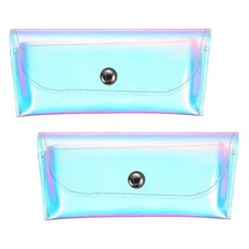 Sunglasses Case, Transparent Eyeglass Pouch Organizer Clear 2 Multicolor