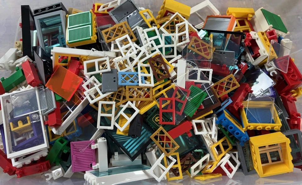 Lego Window Door Lot 2.75+ Lbs Shutters Glass Vintage Modern Home Building - Image 2 of 4