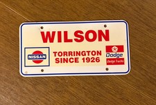 Vintage Auto Dealer Vanity License Plate Wilson Dodge Nissan Torrington Conn.