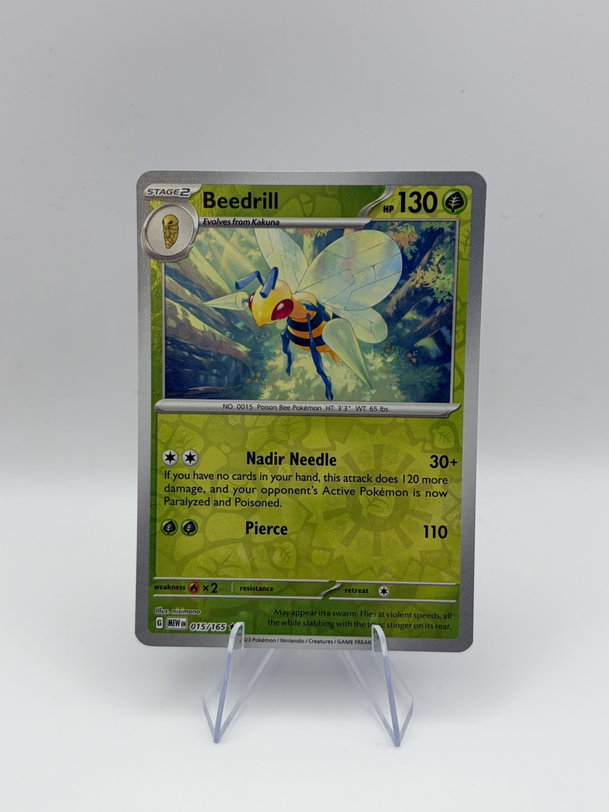 Beedrill 015/165 Rare 151 Pokemon Reverse Holo Near Mint