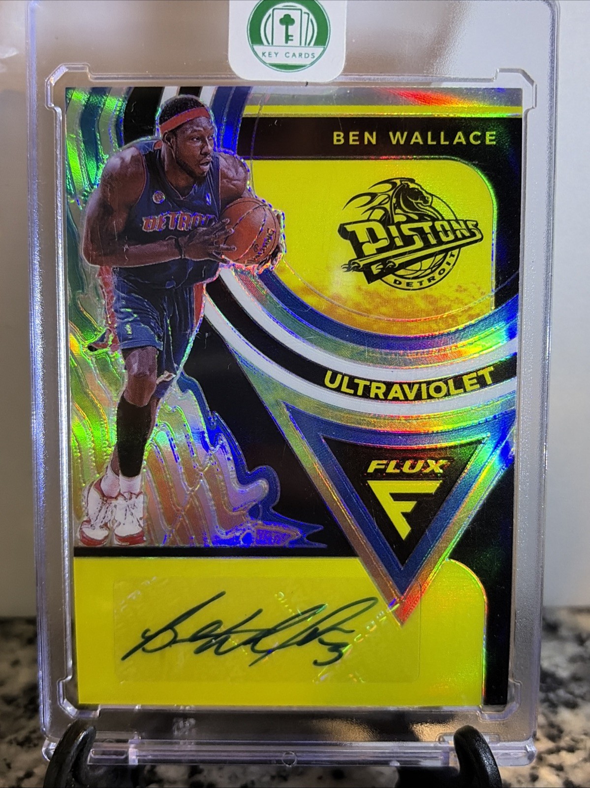 2020-21 Flux Prizm Ultraviolet AUTO - Ben Wallace -  Detroit Pistons HOF W/ Mag