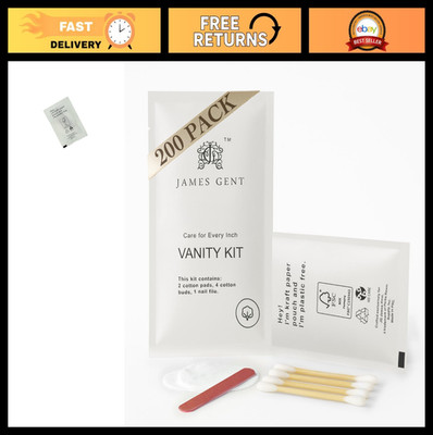 200 Cotton Pads, Swabs & Nail Files - Individually Wrapped Hotel Vanity Kit, Bul