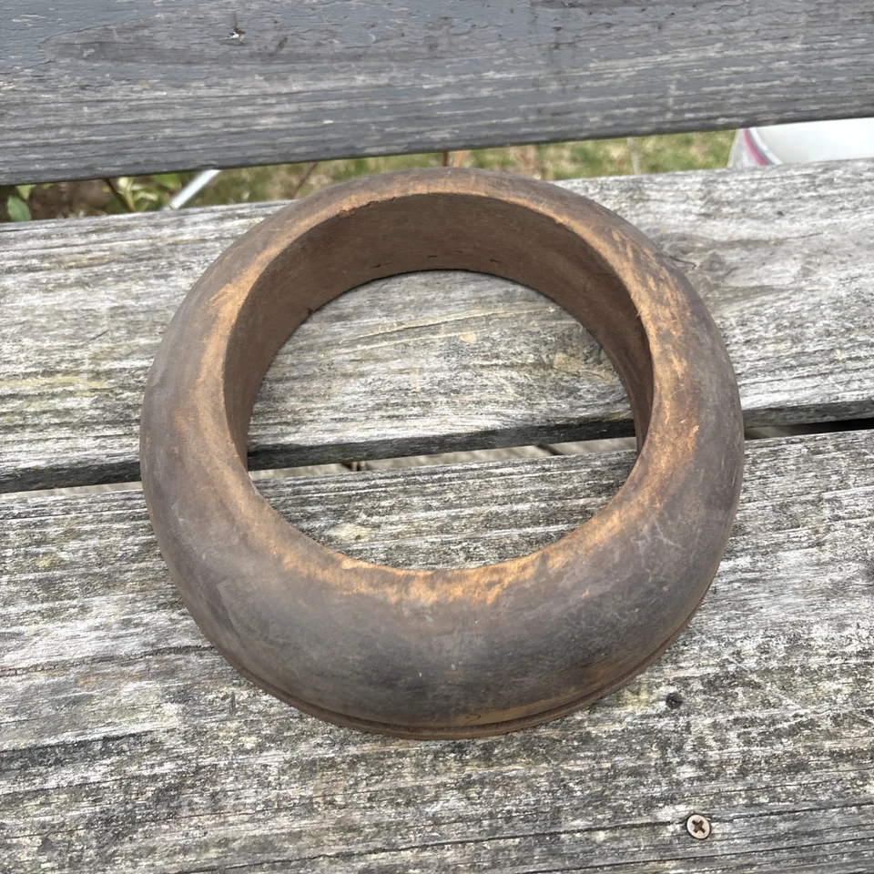 Molde de ala de sombrero de bloque de madera antiguo forma de sombrerería 7 1/2 Foto 3 de 4