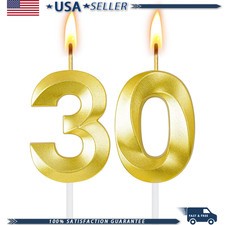 30th Birthday Decorations for Women and Men, Gold Number 30 Candle GoldStyle: 30