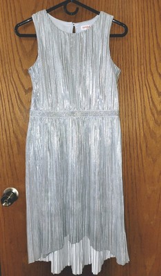 Cat & Jack XL Silver Shiney Girls Dress Crinkled Elastic Waist Party Pretty