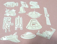 Glow In The Dark - Space Ships & Equipment, New (Lot of 3 Packs)