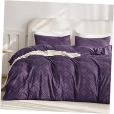 Duvet Cover Queen Size Purple - 3PCS Boho Duvet Queen 90" 90" Purple-grid