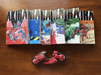 Akira Manga Complete Set Vol 1-6 +  McFarlane Toys Kaneda's Bike Katsuhiro Otomo