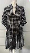 Second female dress black and white block check size medium short length dress