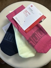 NWT Lululemon Power Stride Crew Socks 3 Pack - RBCO/ELIX/TRNV - Size L